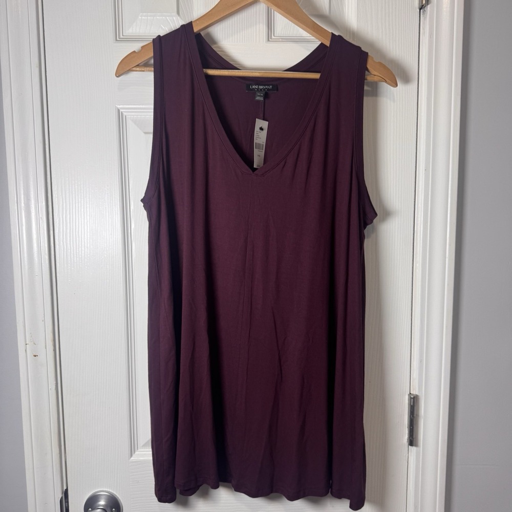 Lane Bryant Sleeveless V-Neck Swing Tank Top Purple Maroon Size 14/16